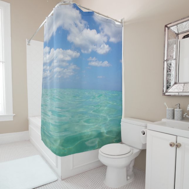 Beach Shower Curtain Ocean III (In Situ)