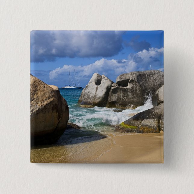 Beach side at Virgin Gorda, British Virgin Pinback Button (Front)