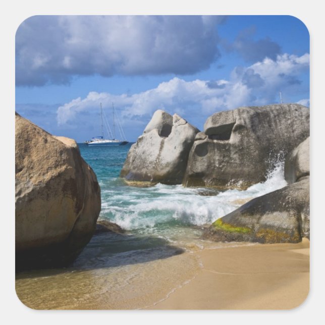 Beach side at Virgin Gorda, British Virgin Square Sticker (Front)