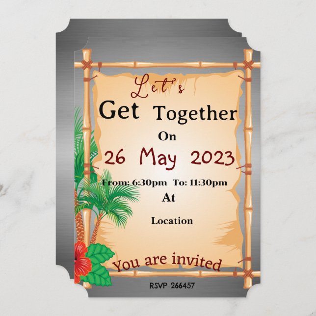 Beach side get-together  invitation (Front/Back)