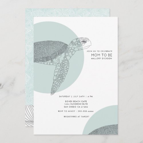 Beach Side Turtle Baby Shower  Baby Boy Invitation