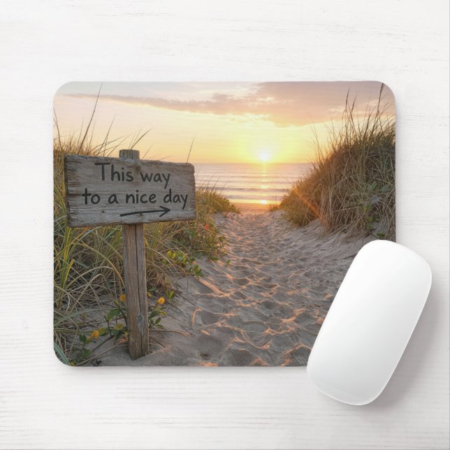 Beach Sign at Sunrise Mouse Pad (With Mouse)