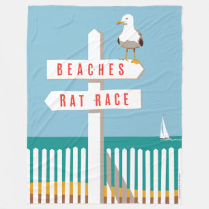 Beach Sign Post Fleece Blanket