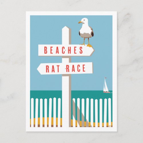 Beach Sign Post Postcard