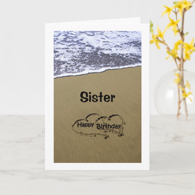 Handgemachte Geburtstagskarte „To A Lovely Sister“ – Mit Glitzer, 16x16 Cm, Inkl. Umschlag
