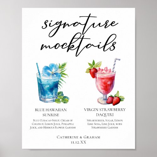 Beach Signature Mocktails Summer Menu Poster