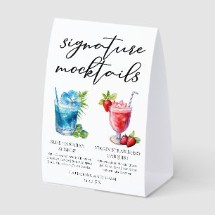 Beach Signature Mocktails Summer Wedding Menu Paper Table Tent