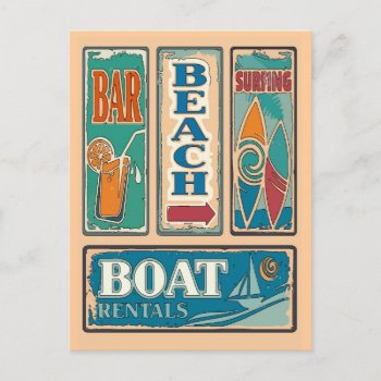 Beach Signs Postcard by figstreetstudio at Zazzle