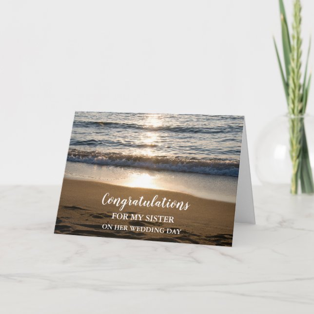 Beach Sister Wedding Day Congratulations Card (Front)
