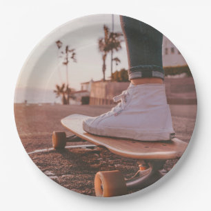 beach skating paper plates