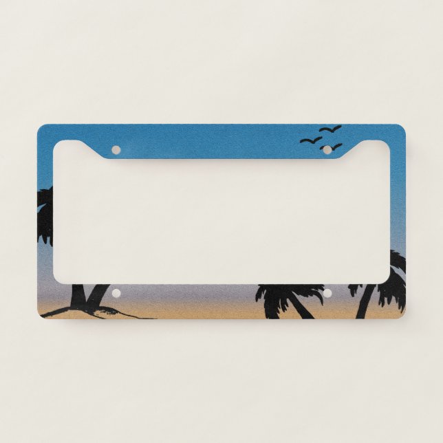 Beach Sky -Pastel Palm License Plate Frame (Front)