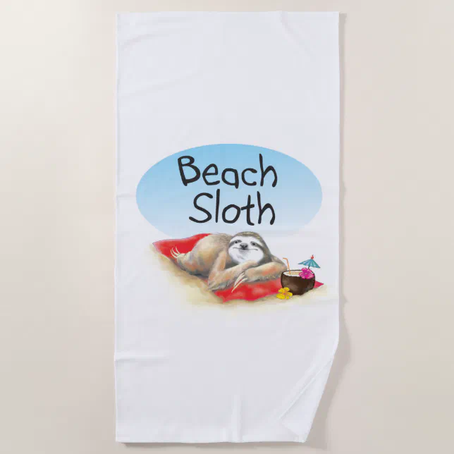 Beach Sloth Towel Zazzle