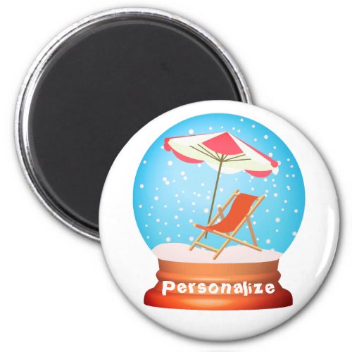 Beach snow globe magnet