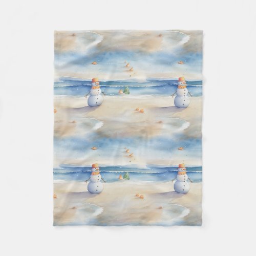 Beach Snowman Fleece Blanket