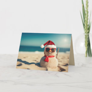 Beach Snowman Holiday Card