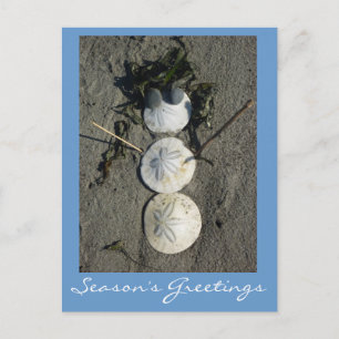 Beach Snowman Holiday Postcard