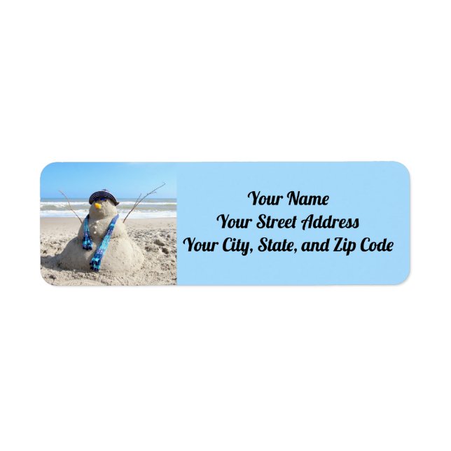 Beach Snowman - Sand Sculpture -  Address Labels (Front)