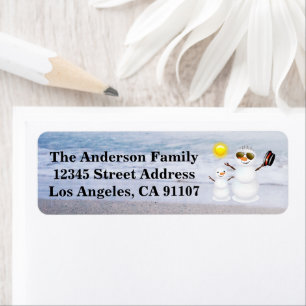 Beach Snowman & Son Return Address Labels