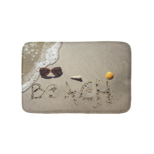 Beach Spelled In The Sand Bathroom Mat