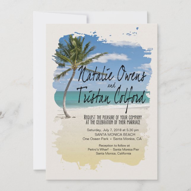 Beach Splash Snapshot Wedding Invitation (Front)