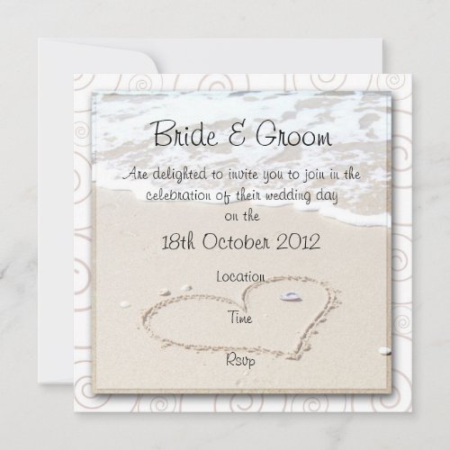 BEACH square Wedding Invitation