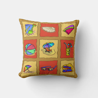 Beach Squares Designs Throw Pillow