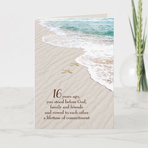 Beach Starfish 16th Anniversary   Card