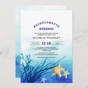 Beach Starfish Bachelorette Weekend Invitation