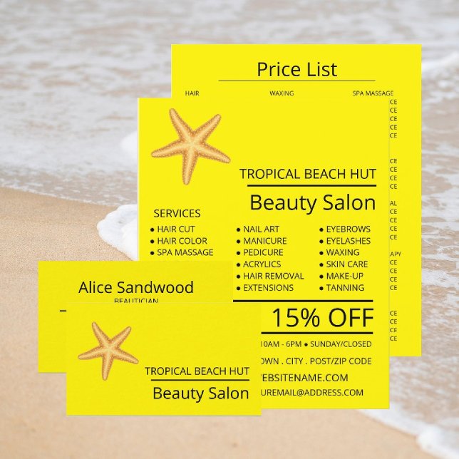 Beach Starfish, Beautician, Beauty Salon Business Card (Creator Uploaded)