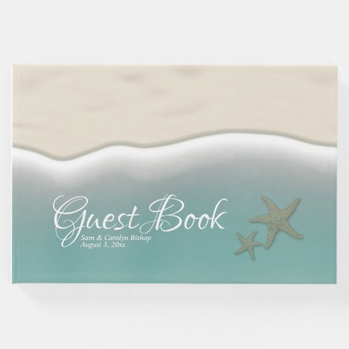 Beach Starfish Blue Sea Water Ocean Sand Wedding Guest Book