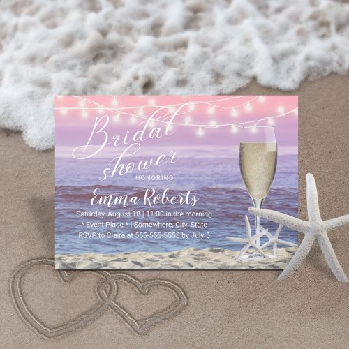 Beach Starfish Brunch  Bubbly Bridal Shower Invitation