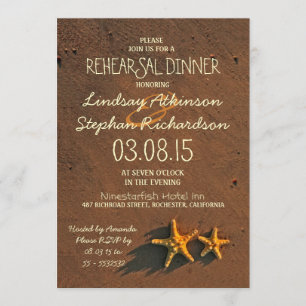 beach starfish couple rehearsal dinner invitations