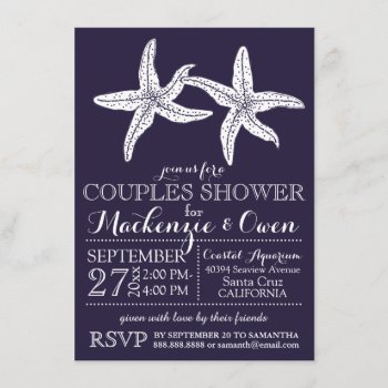 Beach Starfish Couples Wedding Bridal Shower Invitation by coastal_life at Zazzle