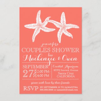 Beach Starfish Couples Wedding Bridal Shower Invitation by coastal_life at Zazzle