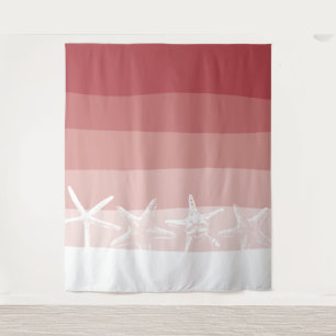 Beach Starfish Elegant Coral Stripes Backdrops