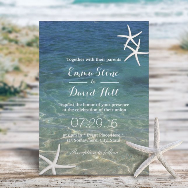 Beach Starfish Elegant Summer Wedding Invitation (Creator Uploaded)