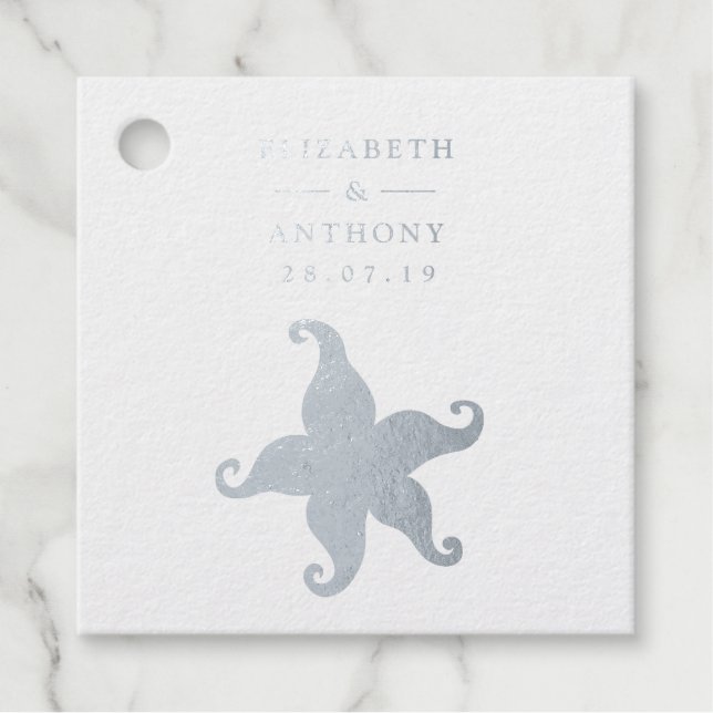 Beach Starfish Foil Favor Tags (Front)