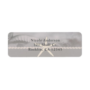 Beach Starfish Grey Chic Elegant Invitation Label