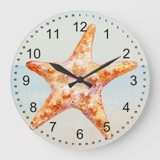 Beach Starfish Large Clock (Front)