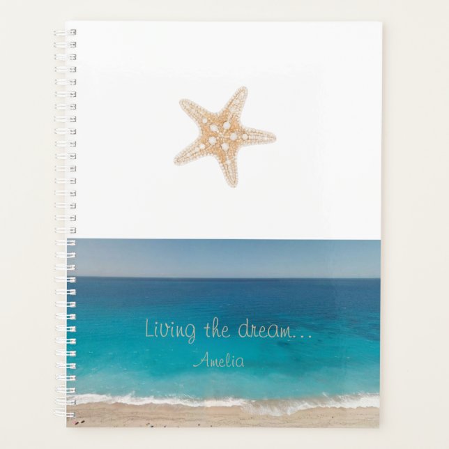Beach Starfish Living the Dream Custom Name Planner (Front)
