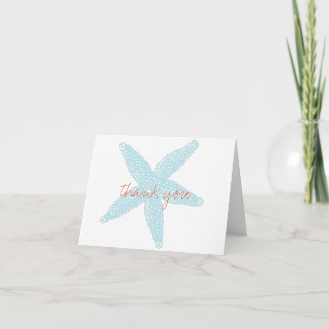 Beach Starfish Note Card Thank You Card (Front)