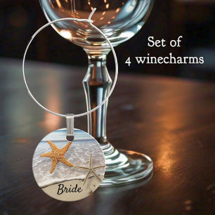 Beach Starfish Ocean Wedding Wine Charms