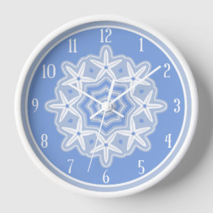 Beach Starfish Pattern in Blue Gray and White Wall Clock