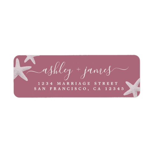 Beach Starfish Purple Wedding Return Address Label