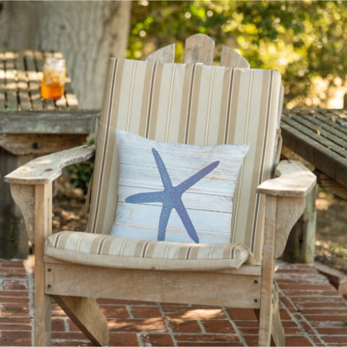 Beach Starfish Rustic Porch Patio Pool Outdoor Pillow