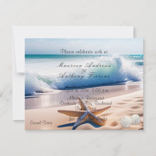 Beach Starfish Sand Waves  Invitation