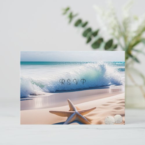 Beach Starfish Sand Waves  RSVP Card