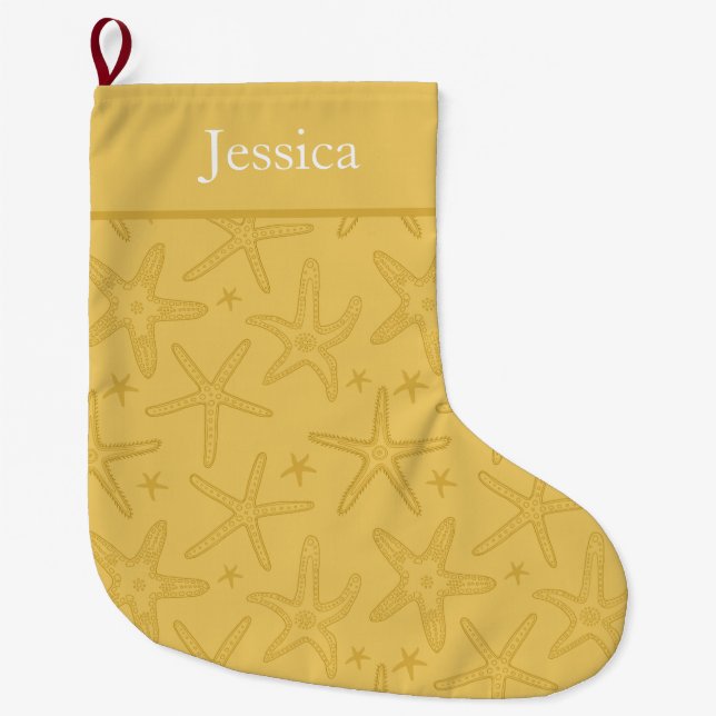 Beach Starfish Sea Star Coastal Large Christmas Stocking (Front)