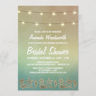 Beach Starfish Seashell Bridal Shower Invitations
