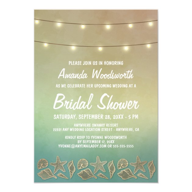 Beach Starfish Seashell Bridal Shower Invitations